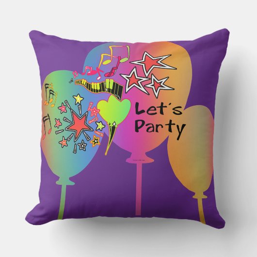 Coussin Faisons la fête Décoration amusante violette (Recto)