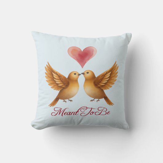 Coussin Fait pour être des oiseaux d'amour cœur anniversai (Recto)