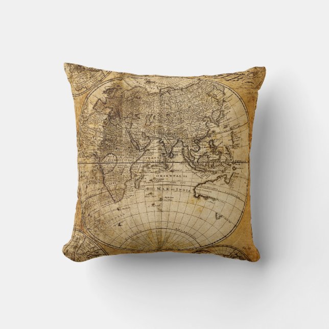 Coussin fait sur commande antique de carte du (Recto)