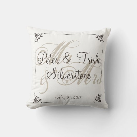 Coussin fait sur commande de mariage de Mr&Mrs, (Recto)