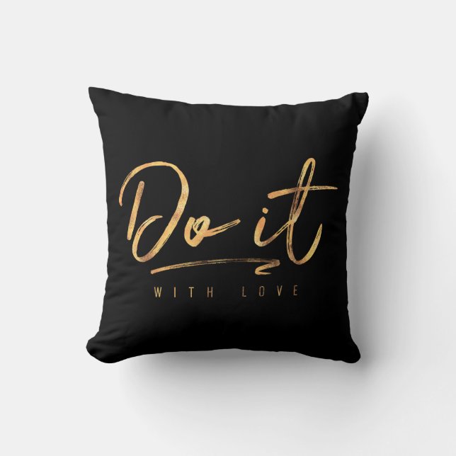 Coussin Faites-Le Avec Love Faux Gold Foil (Recto)