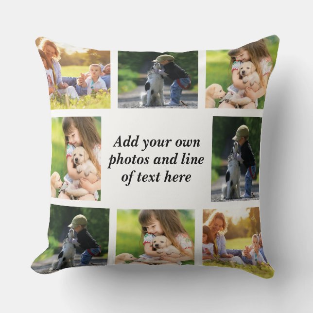 Coussin Faites votre propre collage photo et texte (Recto)