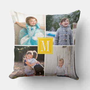 Coussin Faites votre propre photo collage et monogramme ja