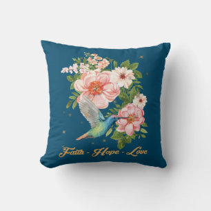 Coussin Faith Hope Love Hummingbird Picture Bird Imprimer