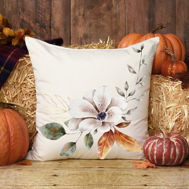 Coussin Fall Cottage Magnolia Feuilles Thanksgiving (Créateur téléchargé)