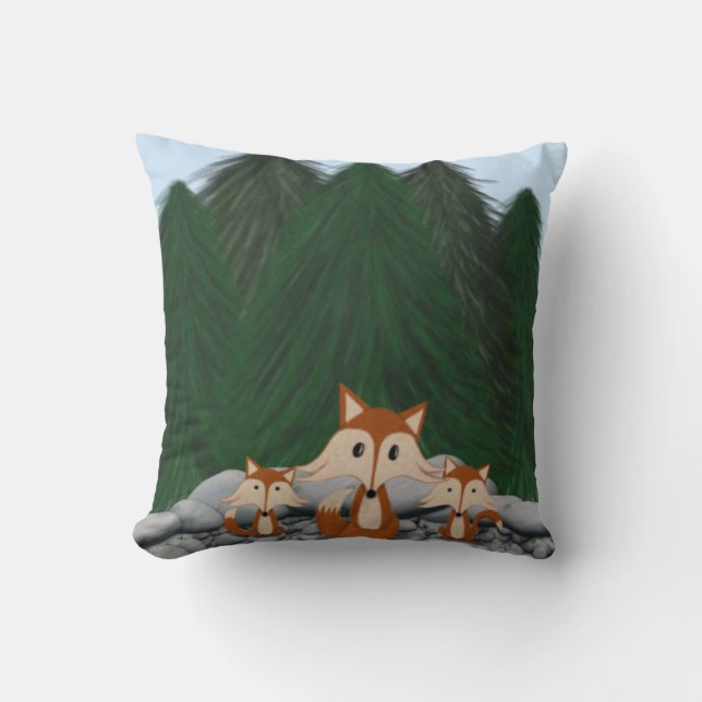 Coussin Famille adorable de renards (Recto)