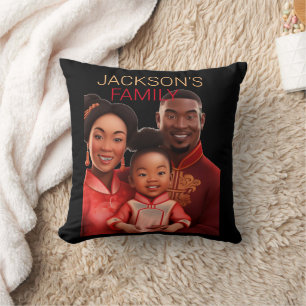 Coussin Famille afro-américaine personnalisée, histoire no