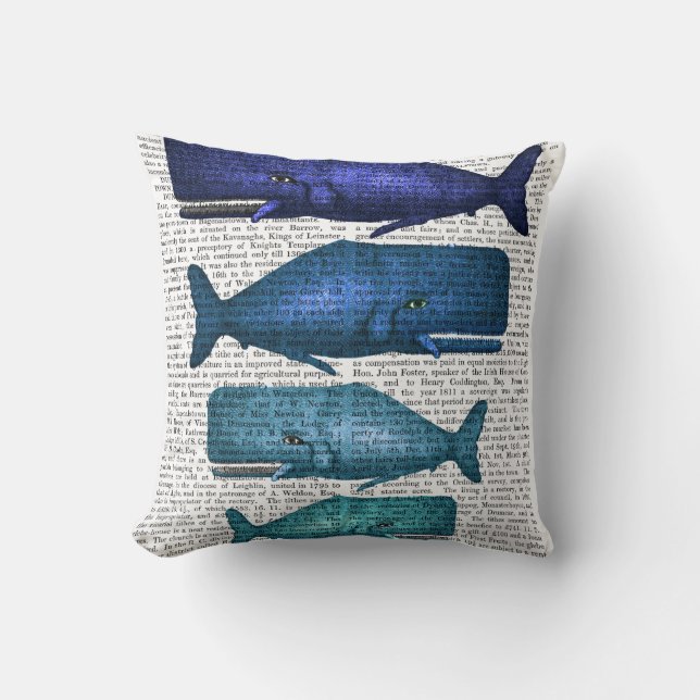 Coussin Famille Blue Whale (Recto)