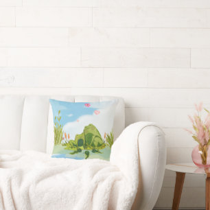 Coussin Famille de grenouilles amoureuses