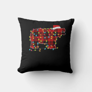 Coussin Famille de jumelage de lumières de Noël hippo amus