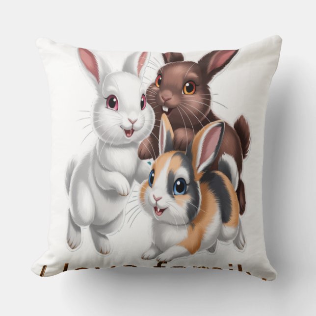 Coussin Famille de lapins  (Recto)