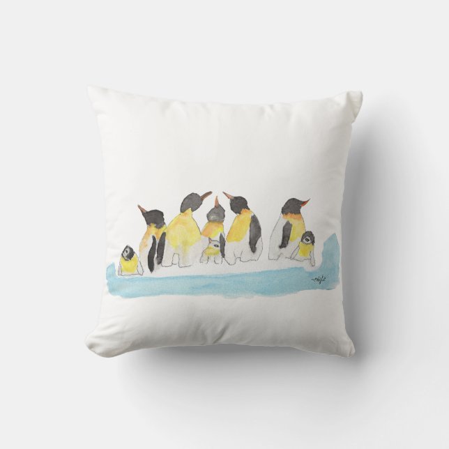 Coussin Famille de manchots (Recto)
