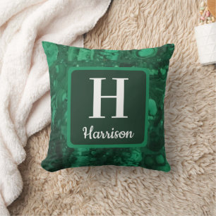 Coussin Famille de monogramme de pierre précieuse marbrée