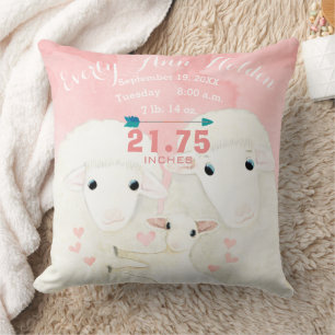 Coussin Famille de moutons Bébé Fille enregistrement de na