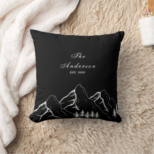 Coussin Famille de pins de montagne noir de minuit
