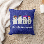 Coussin Famille de quatre Snowmen Blue Sparkle Winter (Couverture)