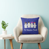 Coussin Famille de quatre Snowmen Blue Sparkle Winter (Chaise)