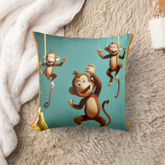 Coussin famille de singes coquins