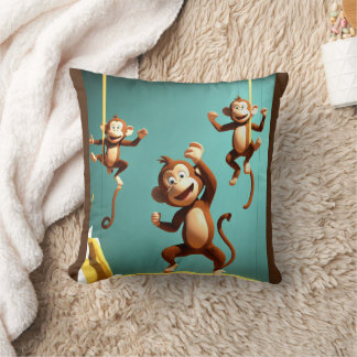 Coussin famille de singes coquins