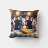 Coussin Famille de souris à la table à manger, mignonne co (Recto)
