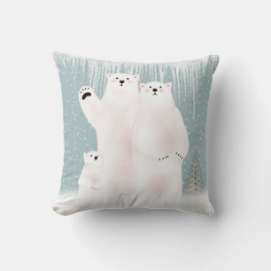 Coussin Famille D'Ours Polaires Dans Les Flammes De Neige 
