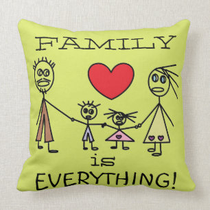 Coussin FAMILLE est tout mignon Stick Figure Family