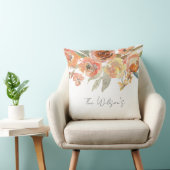 Coussin Famille florale à l'aquarelle NOM Jeunes mariés Ar (Chaise)