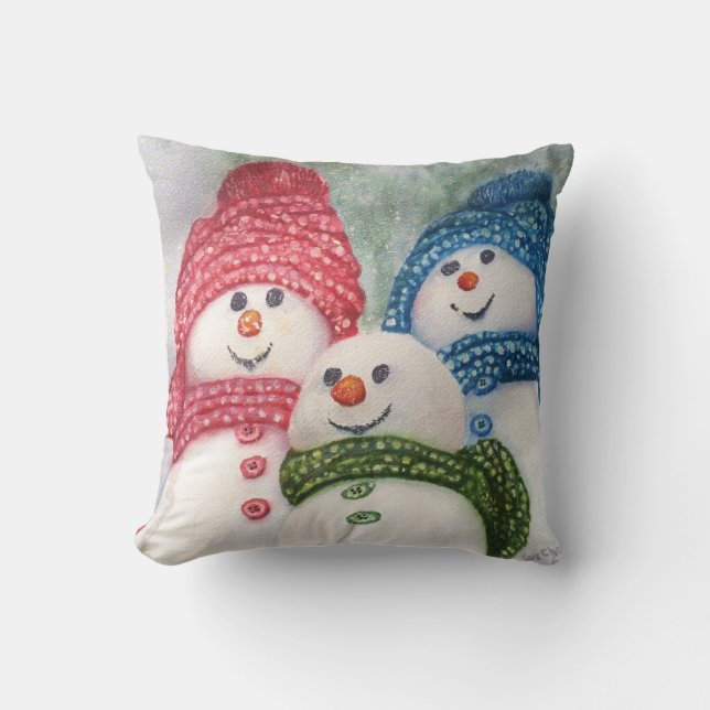 COUSSIN FAMILLE HEUREUSE DE BONHOMME DE NEIGE (Recto)