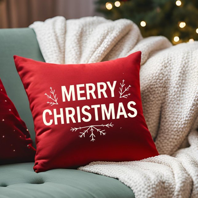 Coussin Famille Joyeux Noël Rouge Script (Créateur téléchargé)