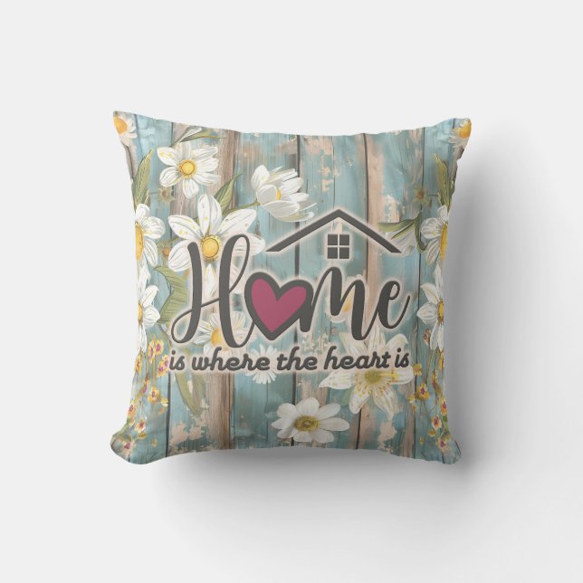 Coussin Famille Maison Florale Rustique (Recto)