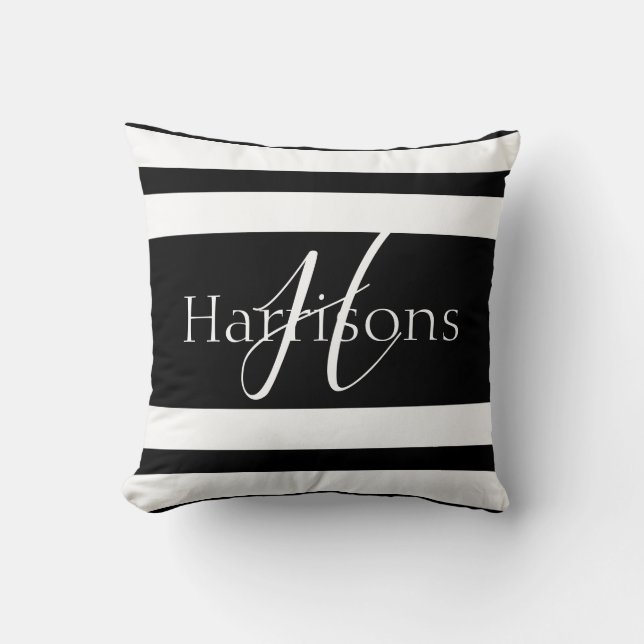 Coussin Famille Monogrammes Grandes noires et blanches (Recto)