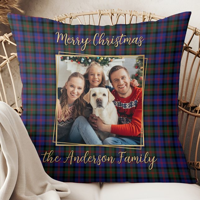 Coussin Famille Noël Plaid Personnalisé Simple 2 Photo (Créateur téléchargé)
