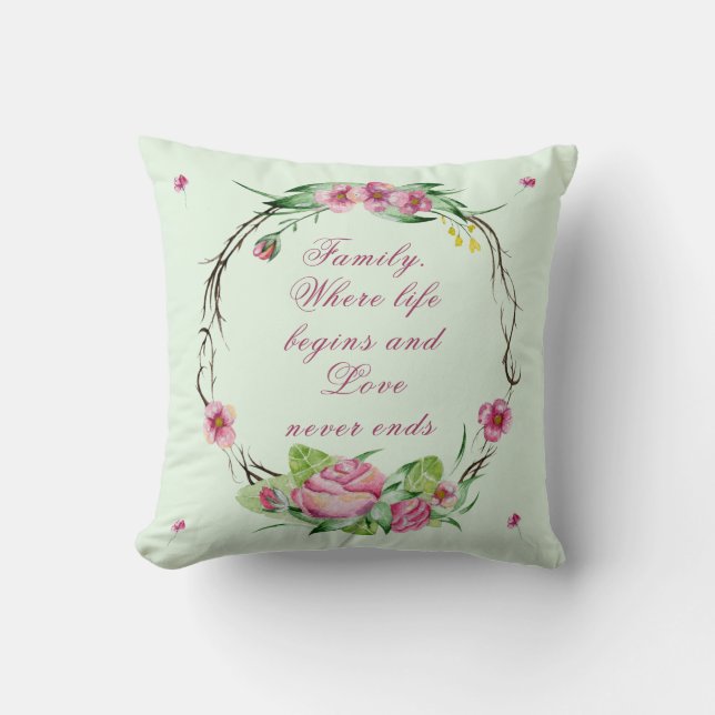 Coussin Famille - Où La Vie Commence Et L'Amour Ne Se Term (Recto)