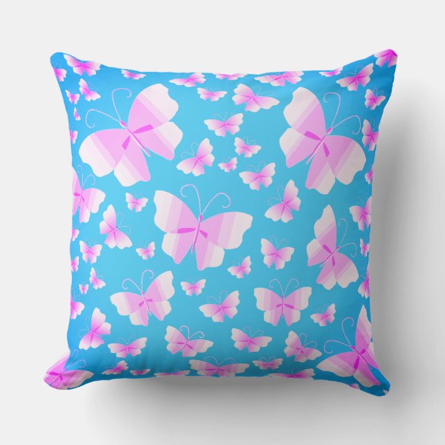 Coussin Famille papillon en couleur rose (Recto)