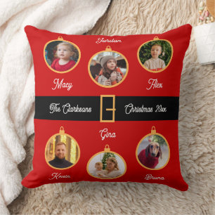 Coussin Famille Père Noël Belt Fête de Noël personnalisée