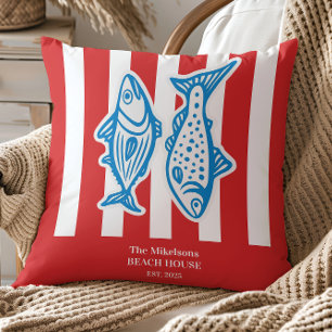 Coussin Famille personnalisée Stripes de sardine rouge mar