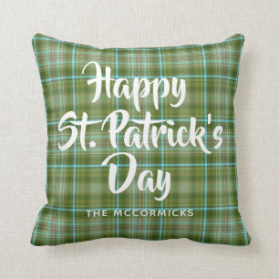 Coussin Famille Plaid Vert Jour de la Saint Patrick Person