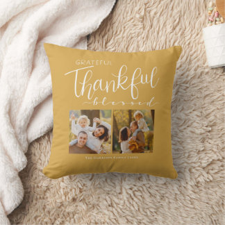 Coussin Famille Reconnaissante Merci Bénie Photo Moderne