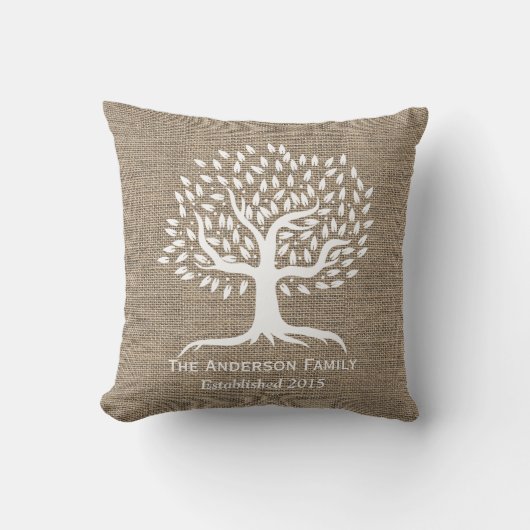 Coussin Famille rustique d'arbre généalogique de toile de (Recto)
