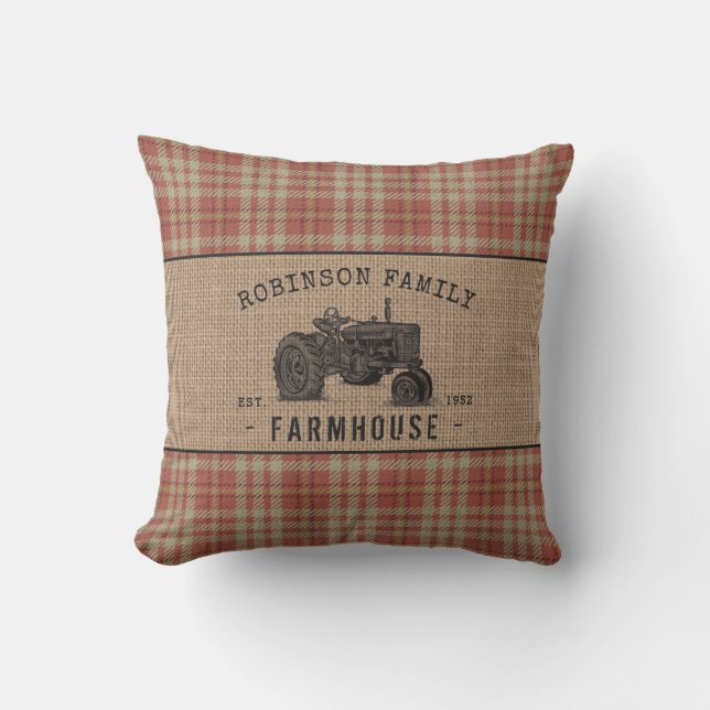 Coussin Family Farmhouse Rustic Tractor Red Plaid (Recto)