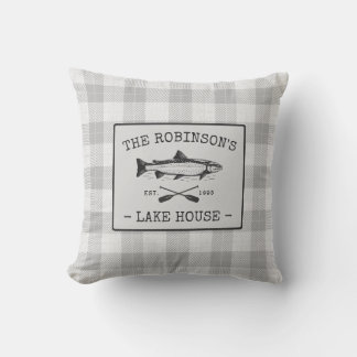 Coussin Family Lake House Oars Poisson Russe Blanc Plaid
