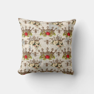 Coussin Fancy Vintage Bees & Couronnes