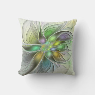 Coussin Fantaisie florale colorée abstraite moderne fracta