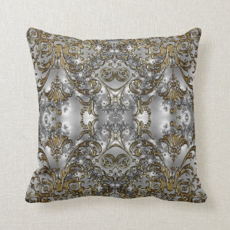 Coussin Fantaisie - or découpé formel + Carreau argenté