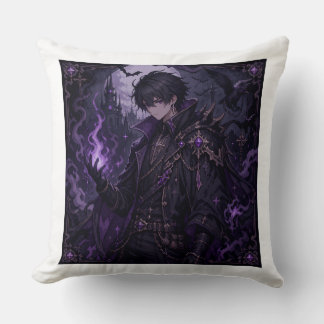 Coussin Fantaisie sombre Pixel Sorcier Garçon