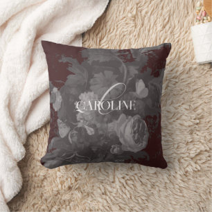 Coussin Fantasie de nature morte florale de Bourgogne