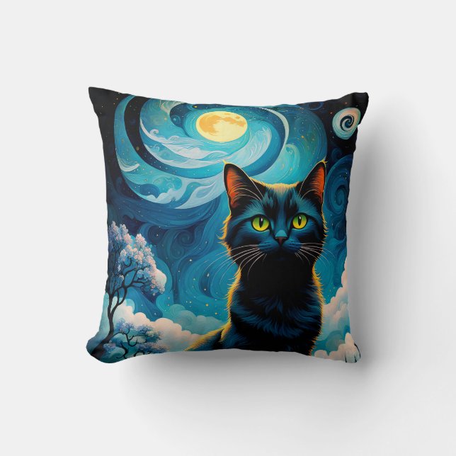 Coussin Fantasy Cat Throw Pillow (Recto)