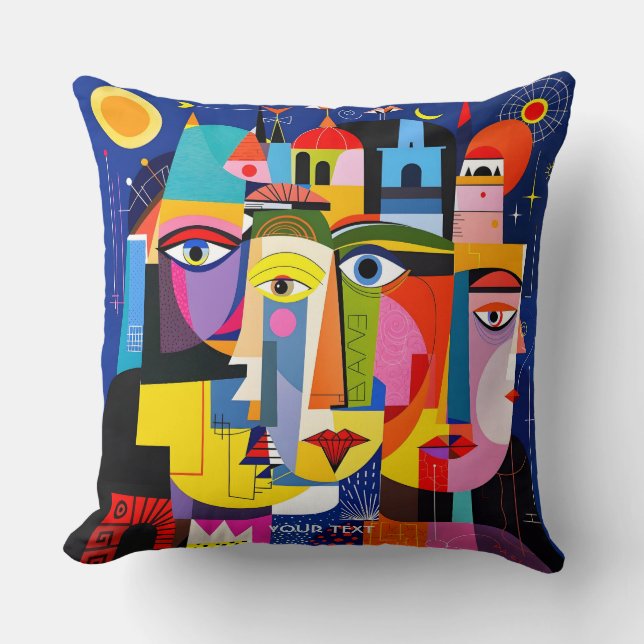 Coussin Fantasy Cute Abstract Faces Shapes (Recto)