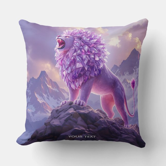Coussin Fantasy Cute Purple Amethyst Lion (Recto)