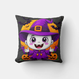 Coussin Fantôme de dessin animé mignon dans un chapeau de